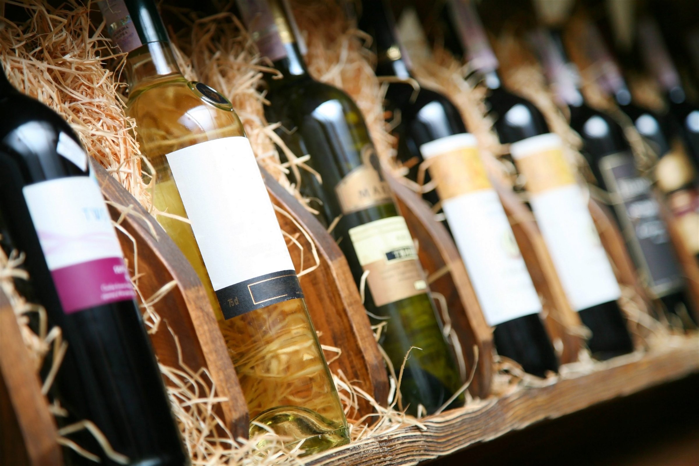Stored wine bottles